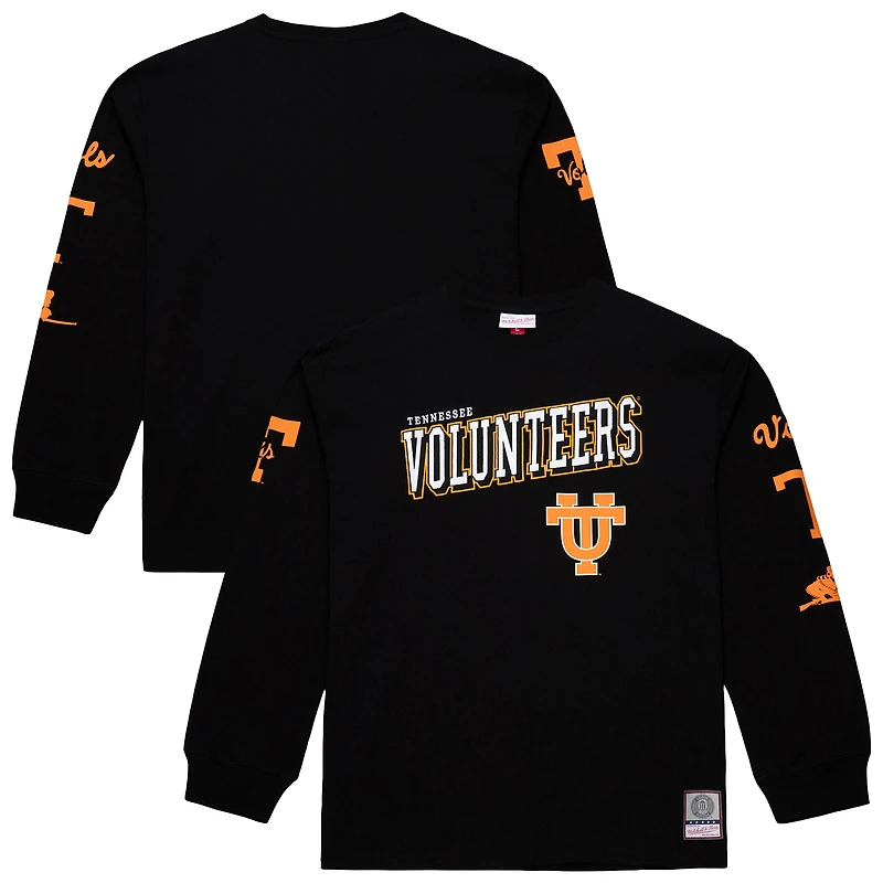 T-shirt à manches longues noir Mitchell & Ness pour homme, motif camp d'entraînement des volontaires du Tennessee