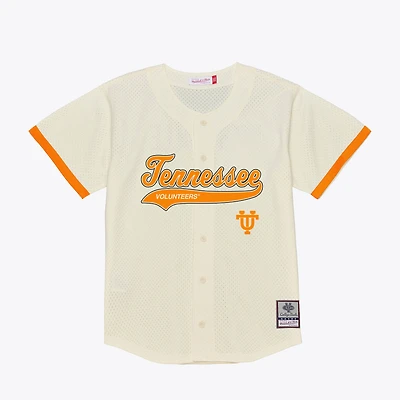Men's Mitchell & Ness  Cream Tennessee Volunteers Mesh Button-Up Batting Practice Baseball Jersey