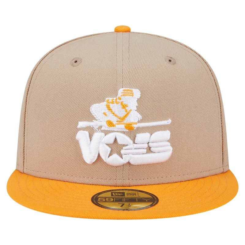 Men's New Era  Khaki Tennessee Volunteers Throwback Two-Tone 59FIFTY Fitted Hat