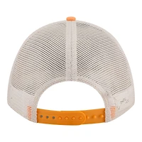 Casquette trucker ajustable New Era Stone/Tennessee Orange Tennessee Volunteers avec écusson effiloché 9FORTY M-Crown A-Frame