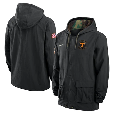 Veste Nike noire à boutons-pression pour homme Tennessee Volunteers 2025 NCAA Military Appreciation