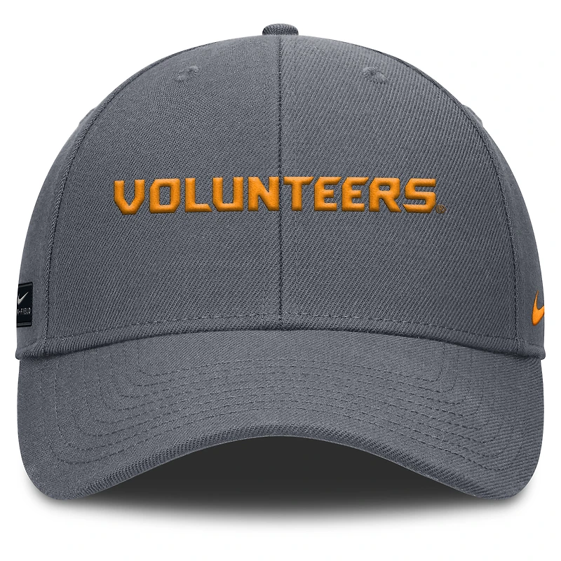 Casquette ajustable Nike grise Tennessee Volunteers 2025 On-Field Rise Performance pour homme