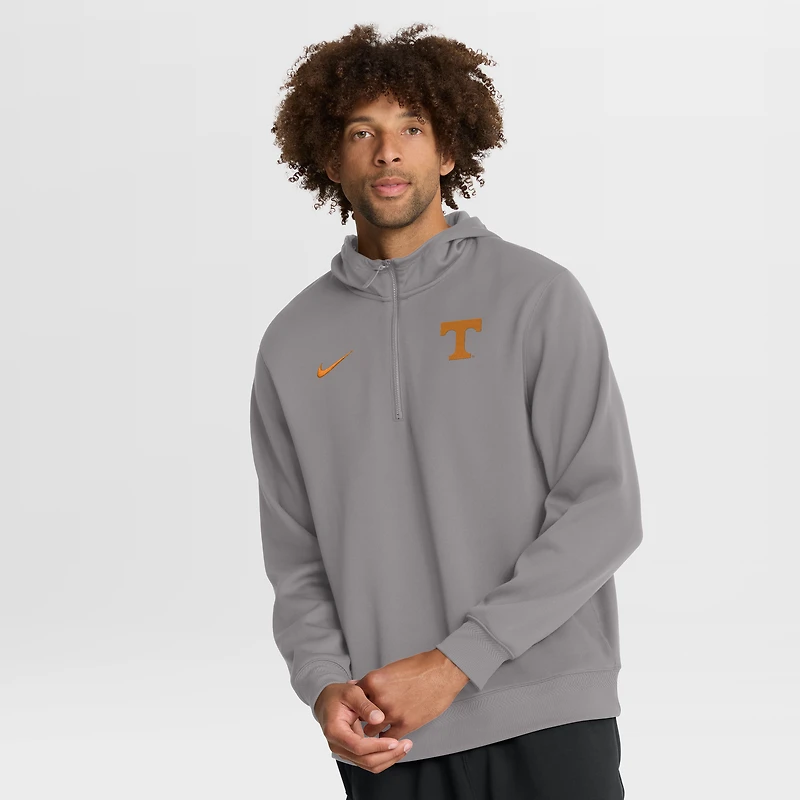 Sweat à capuche zippé 1/4 Nike gris Tennessee Volunteers Coaches Premium Dri-FIT pour homme