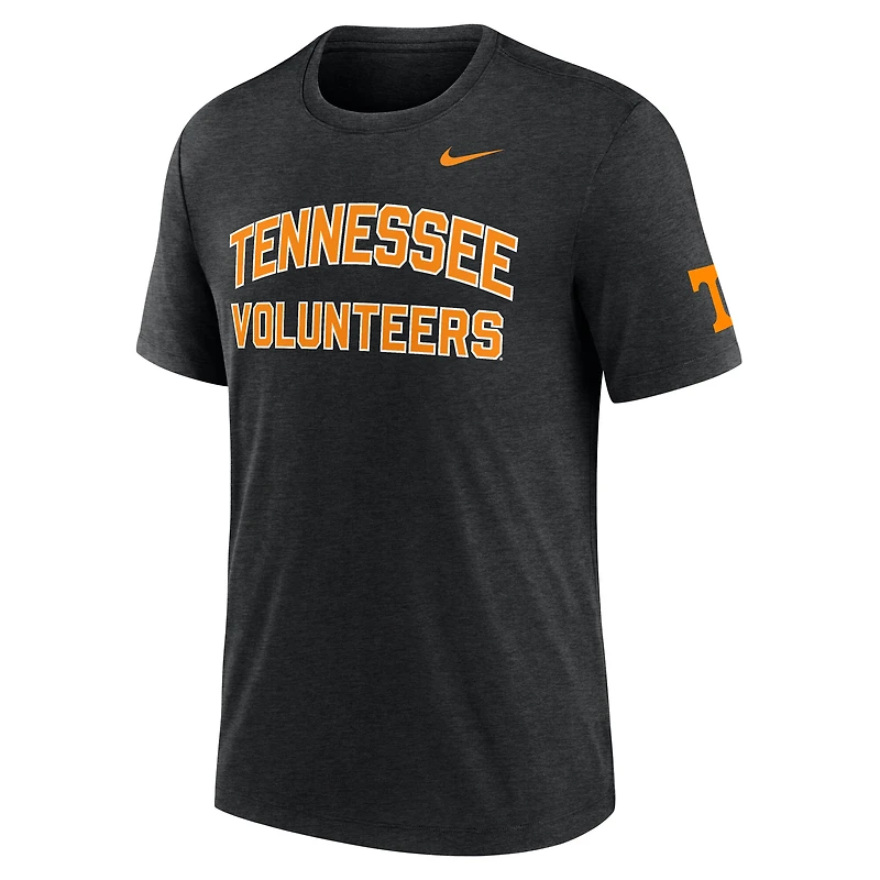 T-shirt Nike noir chiné Tennessee Volunteers Campus Collegiate Block Tri-Blend pour homme