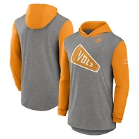 Men's Nike Heather Gray/Tennessee Orange Tennessee Volunteers Campus Legacy Tri-Blend Long Sleeve Hooded T-Shirt