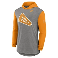 T-shirt à capuche manches longues Nike Heather Gray/Tennessee Orange Tennessee Volunteers Campus Legacy Tri-Blend pour homme