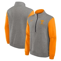 Pull en molleton demi-zippé Nike Tennessee Volunteers Club pour homme, gris chiné/orange