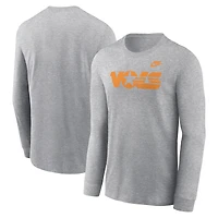 T-shirt à manches longues avec logo principal Nike Heather Grey Tennessee Volunteers Legacy pour hommes