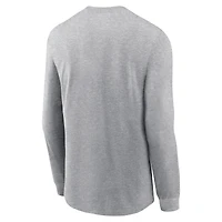 T-shirt à manches longues avec logo principal Nike Heather Grey Tennessee Volunteers Legacy pour hommes