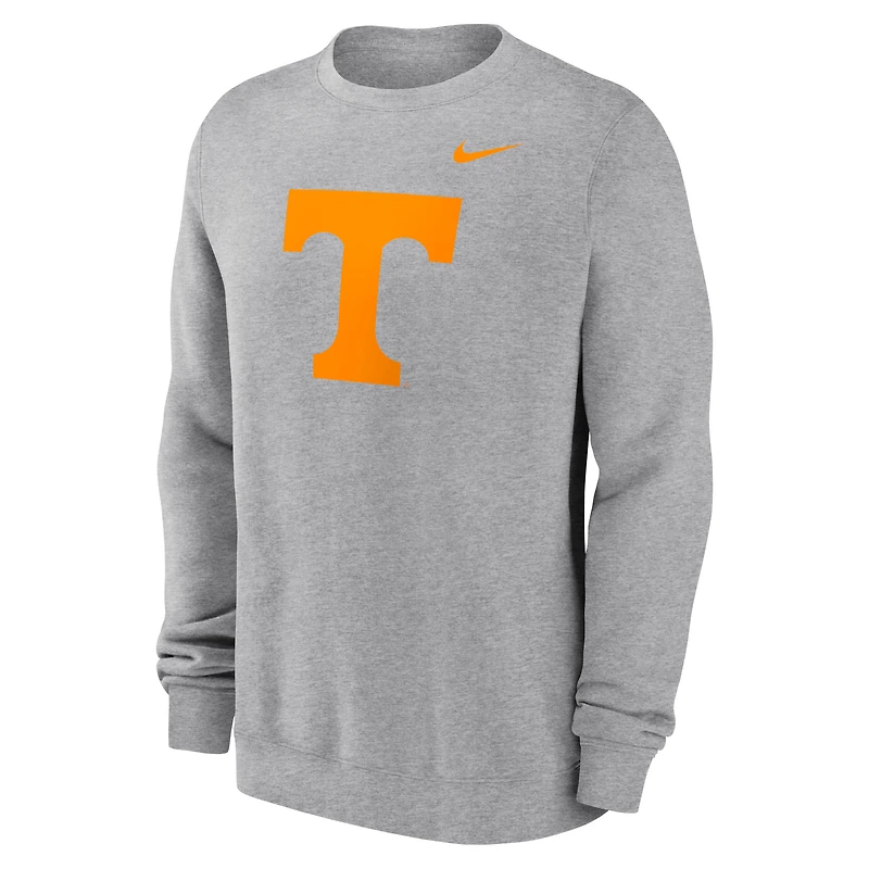 Men's Nike Heather Gray Tennessee Volunteers Primetime Fleece Pullover Sweatshirt