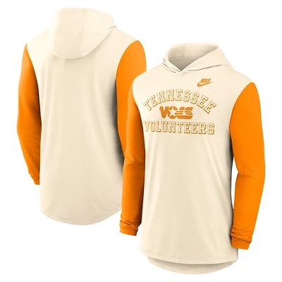 T-shirt à capuche manches longues Nike Tennessee Volunteers Legacy Color-Block Tri-Blend pour homme, couleur naturel/orange
