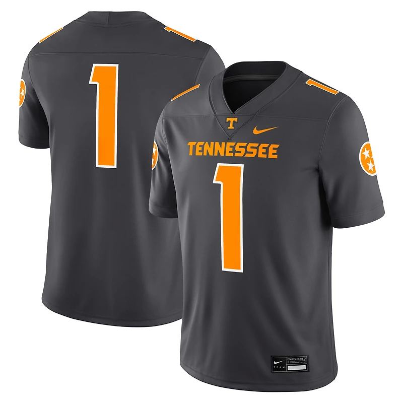 Maillot de match alternatif Nike #1 Anthracite Tennessee Volunteers pour hommes