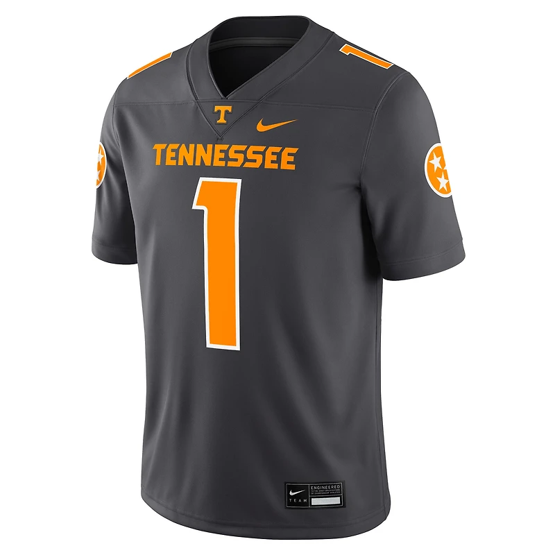 Maillot de match alternatif Nike #1 Anthracite Tennessee Volunteers pour hommes
