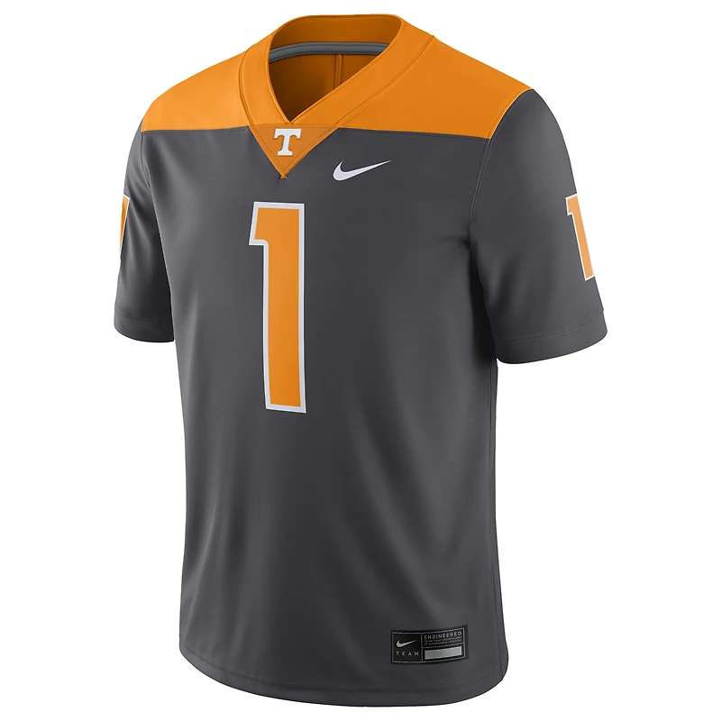 Maillot de match alternatif Nike #1 Anthracite Tennessee Volunteers pour hommes