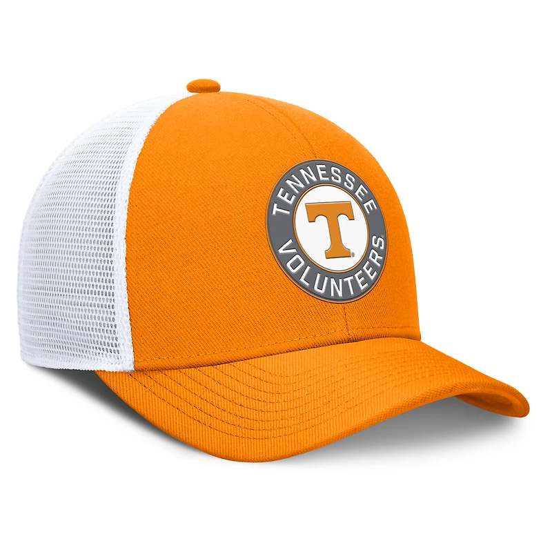 Casquette ajustable Nike Tennessee Orange/Blanc Tennessee Volunteers Rise Primetime Performance Trucker pour homme