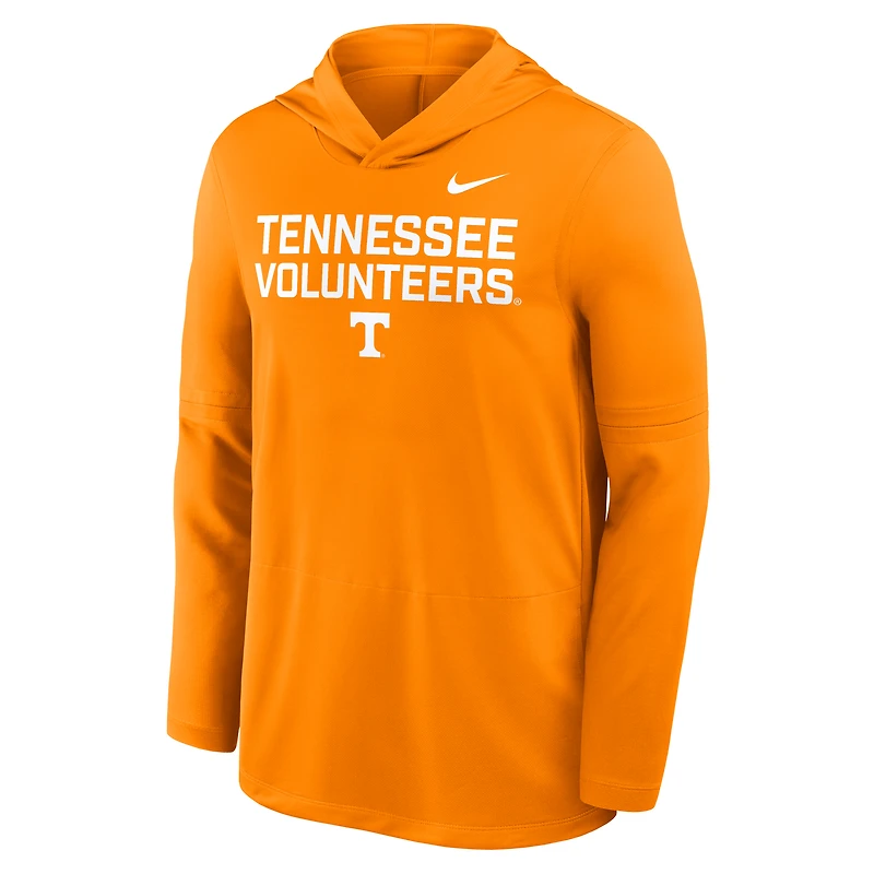 T-shirt à capuche manches longues Nike Tennessee Orange Volunteers 2025 Sideline Dri-FIT pour homme