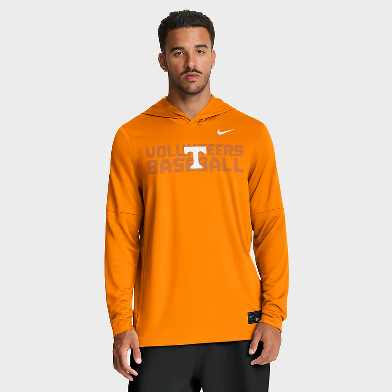 T-shirt à capuche manches longues Nike Tennessee Volunteers Dugout Dri-FIT pour homme, orange, Tennessee.