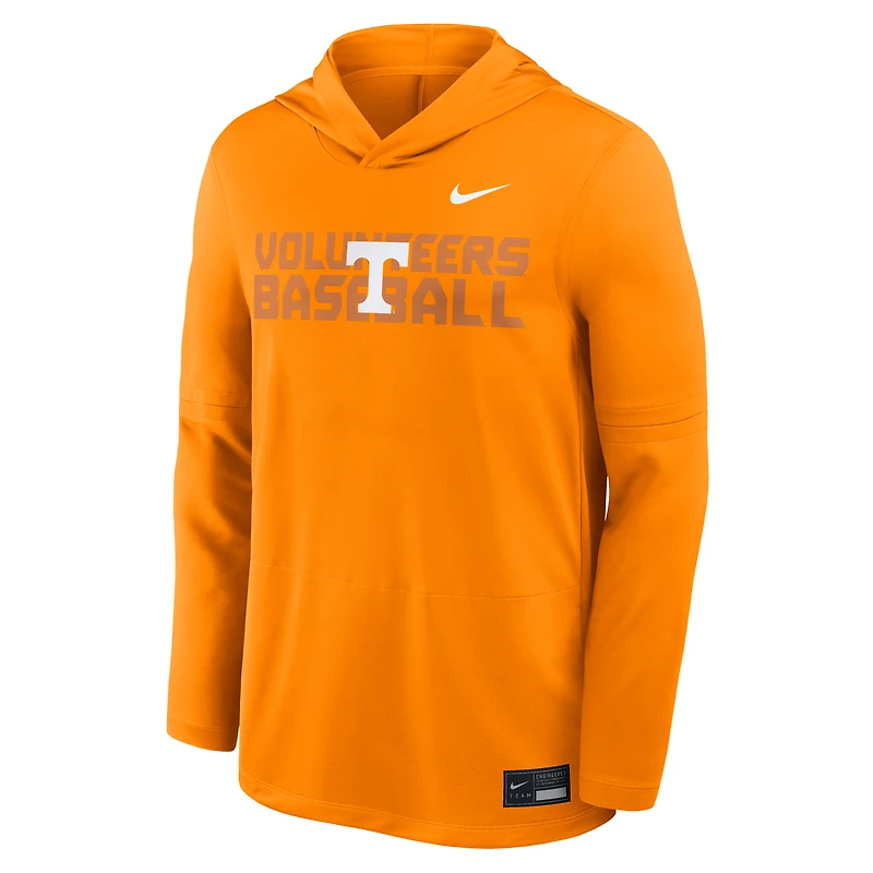 T-shirt à capuche manches longues Nike Tennessee Volunteers Dugout Dri-FIT pour homme, orange, Tennessee.