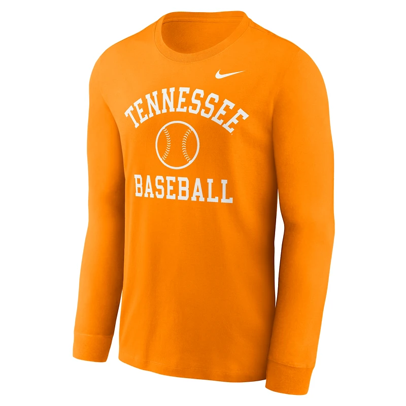 T-shirt à manches longues Nike Tennessee Orange Volunteers Essential Baseball Arch pour homme