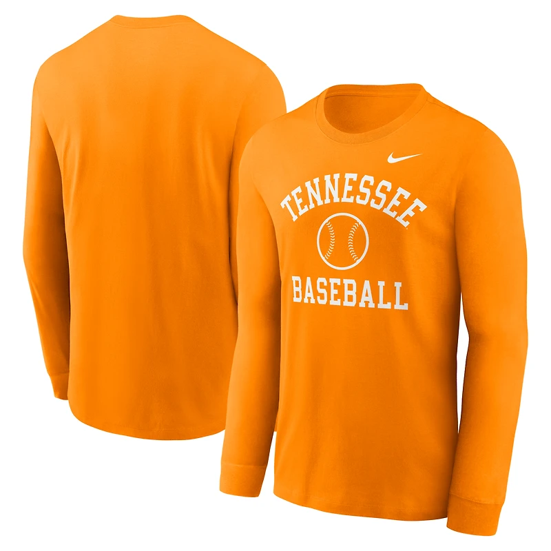 T-shirt à manches longues Nike Tennessee Orange Volunteers Essential Baseball Arch pour homme