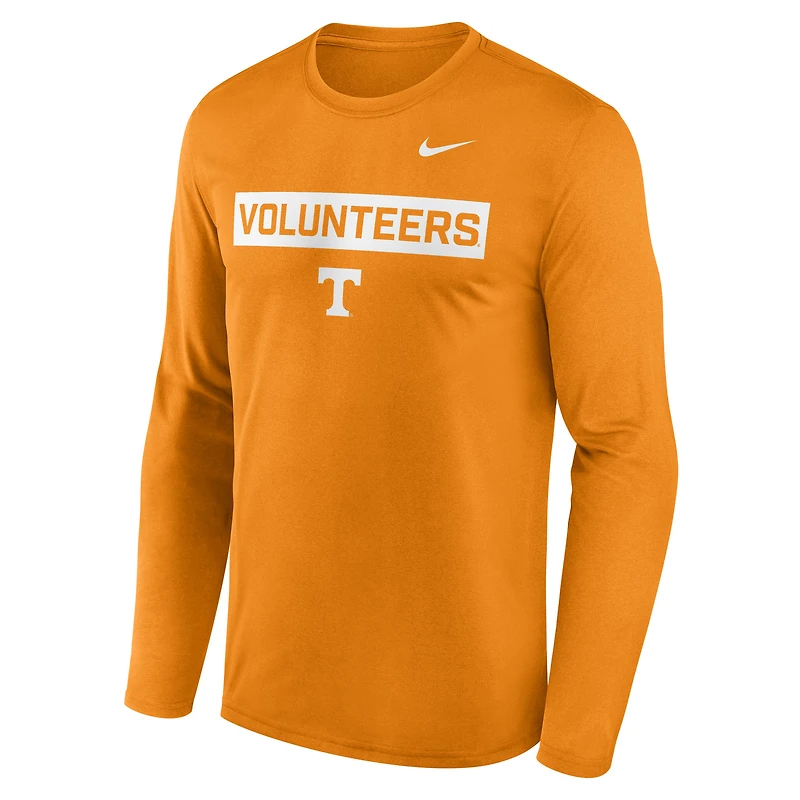 T-shirt à manches longues Nike Tennessee Orange Volunteers Primetime Campus 2-Hit Legend Dri-FIT pour homme