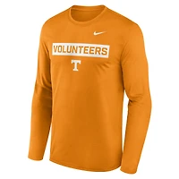 T-shirt à manches longues Nike Tennessee Orange Volunteers Primetime Campus 2-Hit Legend Dri-FIT pour homme