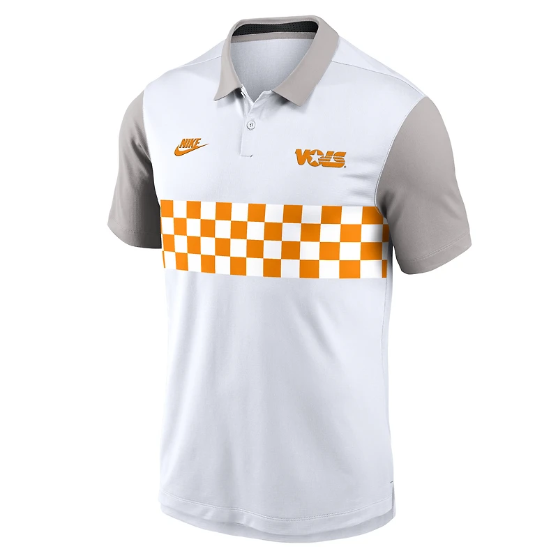Polo Nike blanc/gris pour homme Tennessee Volunteers Athletic Prep Legacy Logo Vapor Dri-FIT