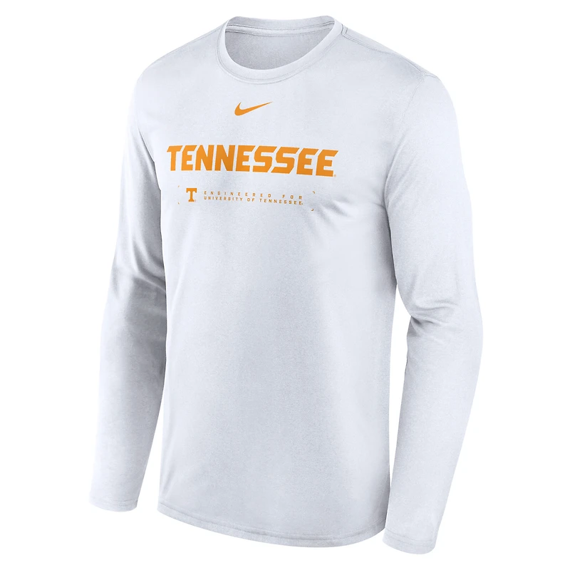 T-shirt Nike blanc à manches longues Tennessee Volunteers 2025 Courtside Basketball Shootaround Legend Dri-FIT pour homme