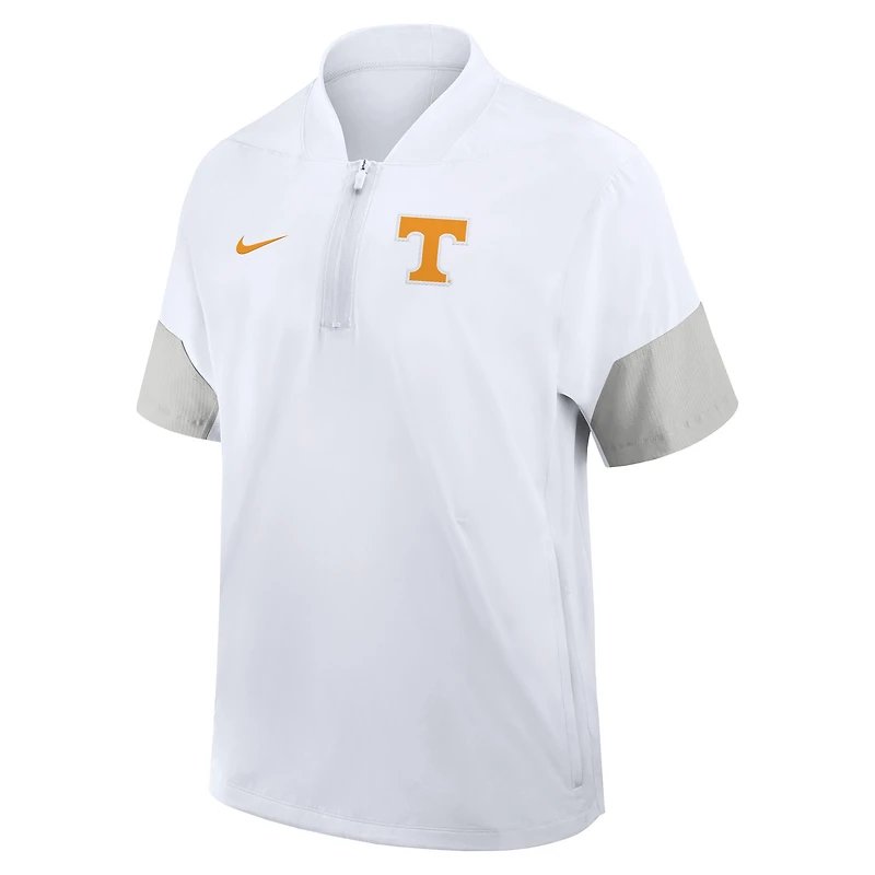 Men's Nike White Tennessee Volunteers 2025 Sideline Short Sleeve Quarter-Zip Coach Jacket