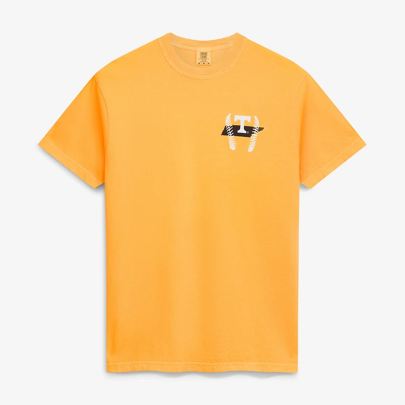 T-shirt de baseball pour homme Tennessee Volunteers orange avec mascotte dessinée des