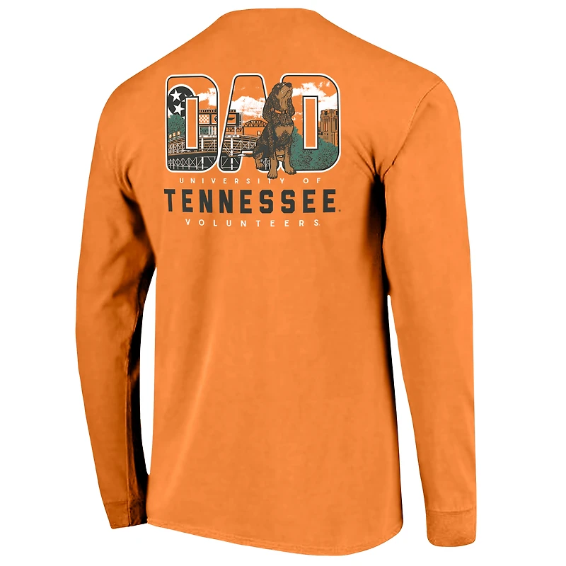 T-shirt à manches longues pour homme Tennessee Volunteers, motif dessin du campus la fête des pères, couleur orange