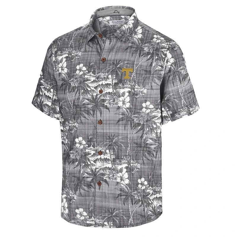 Men's Tommy Bahama Black Tennessee Volunteers Coconut Point Palmetta IslandZone Camp Button-Up Shirt