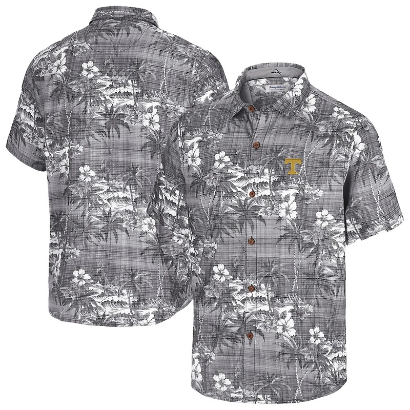 Men's Tommy Bahama Black Tennessee Volunteers Coconut Point Palmetta IslandZone Camp Button-Up Shirt