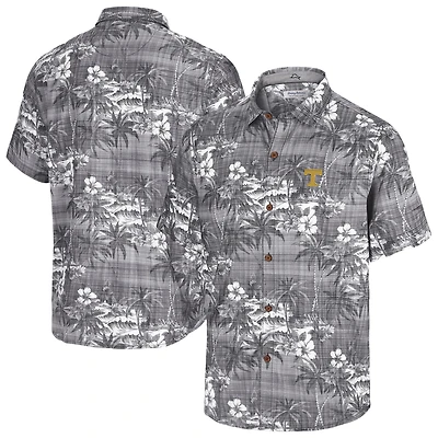 Men's Tommy Bahama Black Tennessee Volunteers Coconut Point Palmetta IslandZone Camp Button-Up Shirt