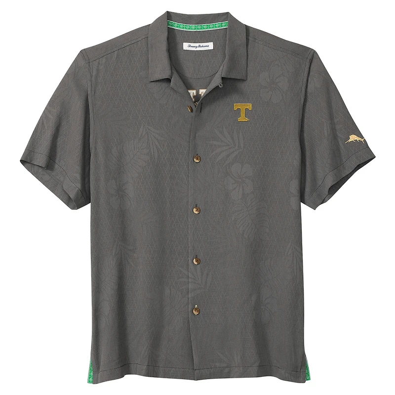 Men's Tommy Bahama Gray Tennessee Volunteers Catch of the Day Camp IslandZone Button-Up Shirt