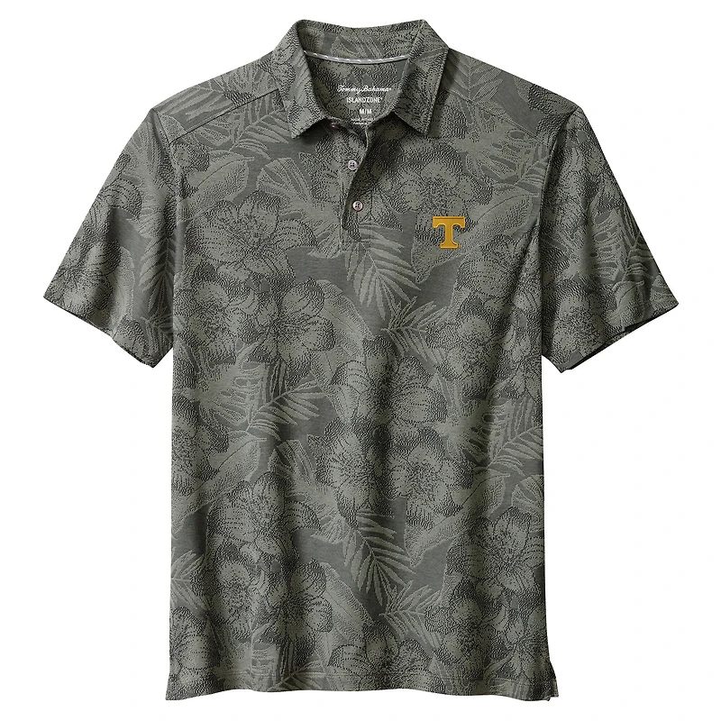 Men's Tommy Bahama Gray Tennessee Volunteers Palm Fresco Hibiscus IslandZone® Polo