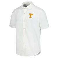 Men's Tommy Bahama White Tennessee Volunteers Coconut Point Palm Vista IslandZone Camp Button-Up Shirt
