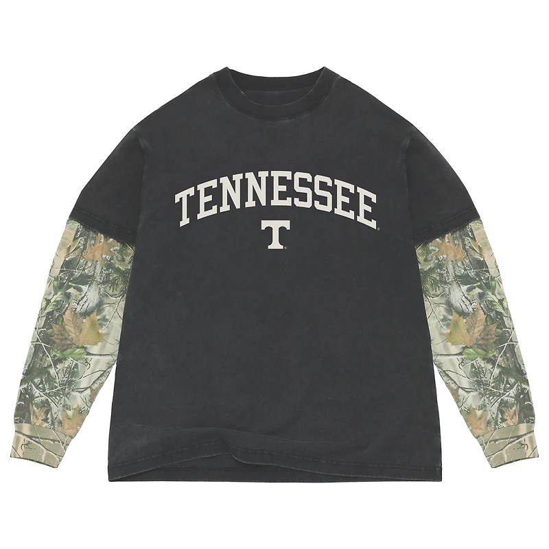 T-shirt à manches longues épais Uscape Apparel noir/camouflage Tennessee Volunteers Back Bay Twofer pour homme