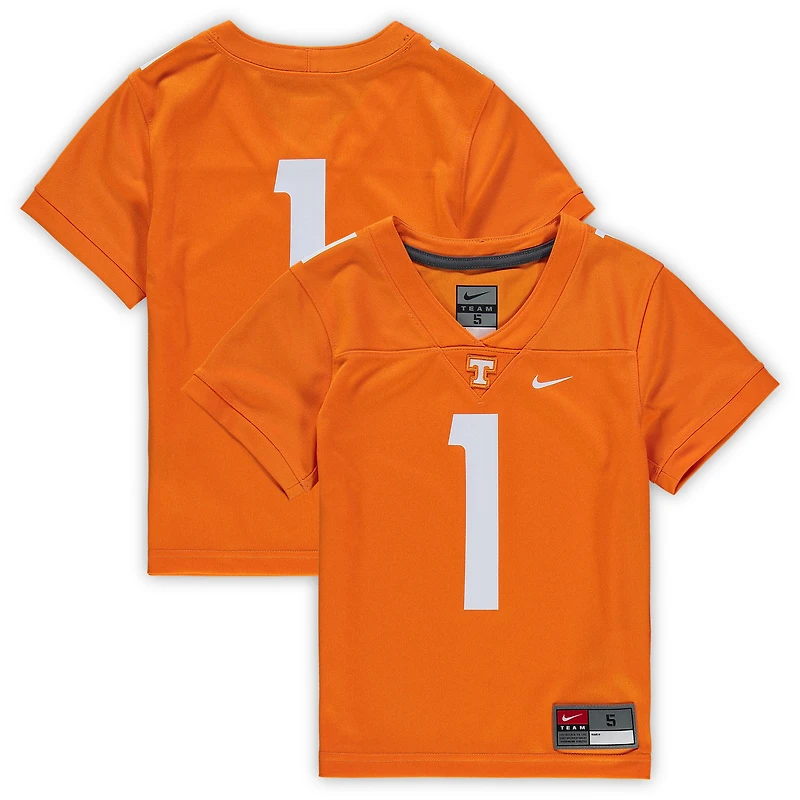 Maillot de football Nike n° 1 Tennessee Orange Volunteers Untouchable pour enfants d'âge préscolaire