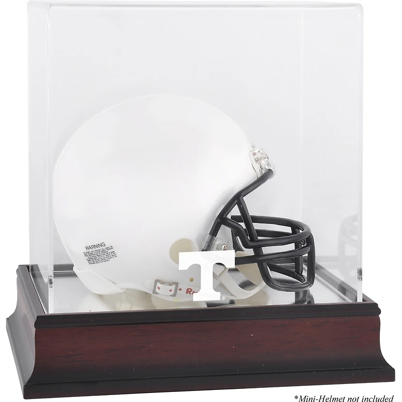 Vitrine pour mini-casque Tennessee Volunteers, logo acajou, avec miroir au dos