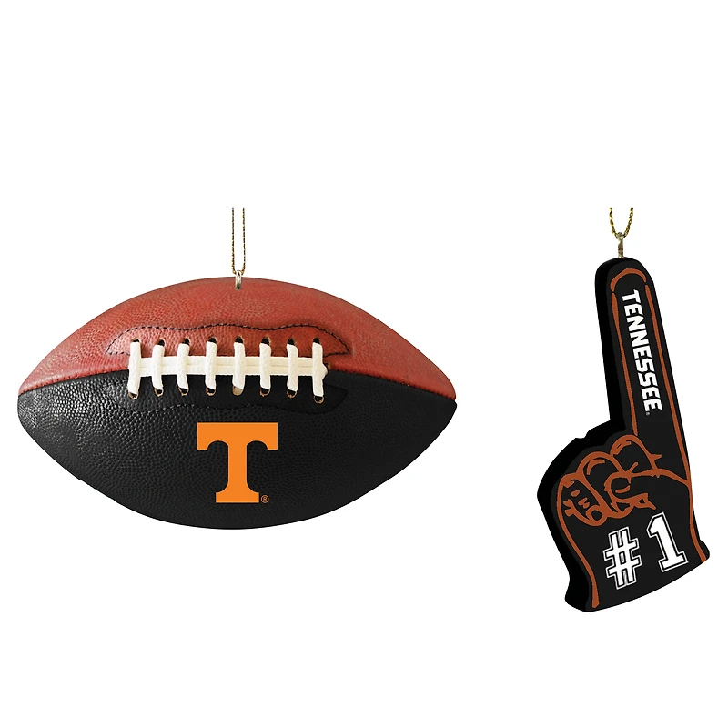 Ensemble de deux décorations de doigts en mousse et ballon de football Tennessee Volunteers de The Memory Company