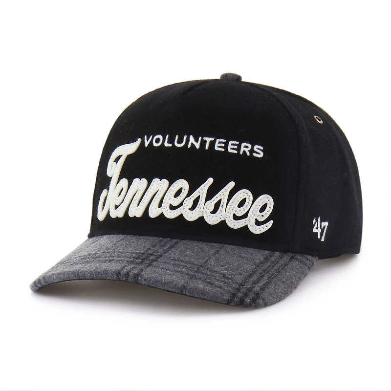 Unisex '47 Black Tennessee Volunteers Windowpane Plaid Collection Hitch Adjustable Hat