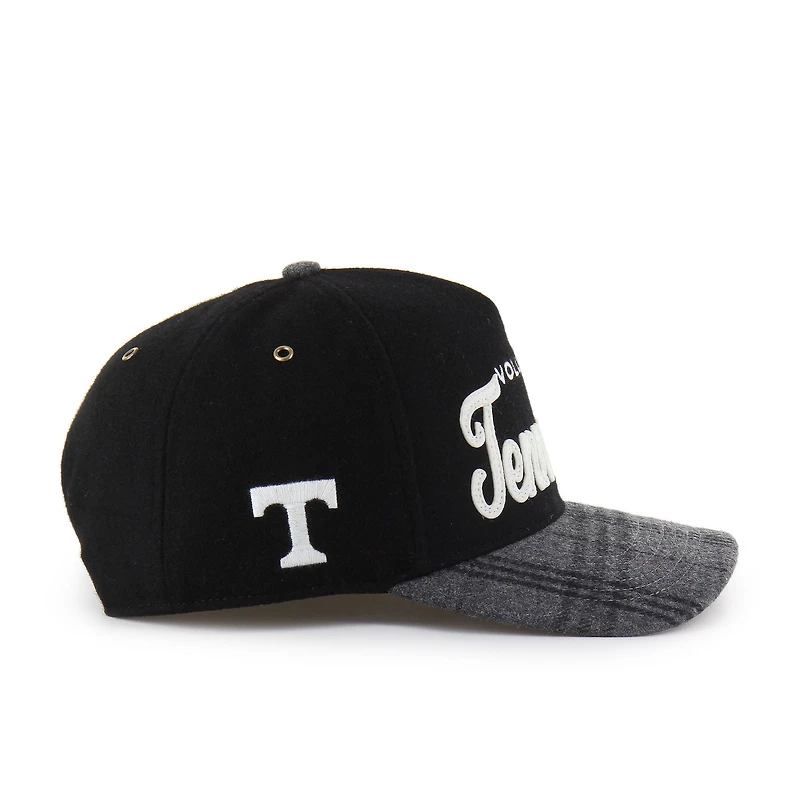 Unisex '47 Black Tennessee Volunteers Windowpane Plaid Collection Hitch Adjustable Hat