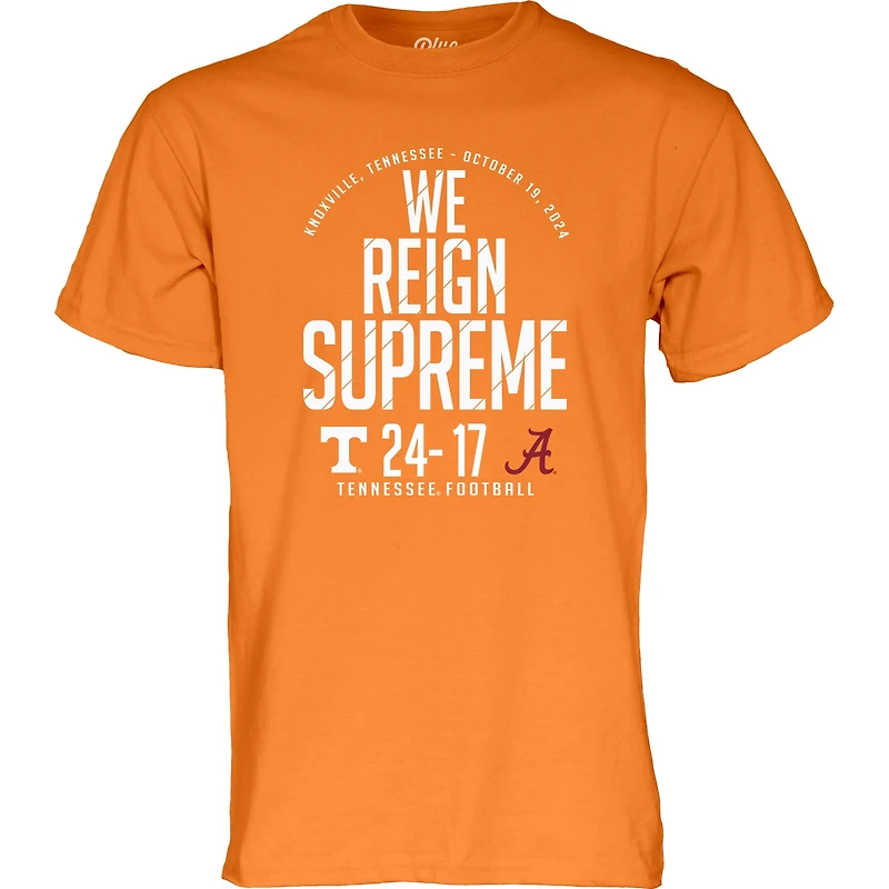 T-shirt unisexe bleu 84 Tennessee Orange Volunteers vs. Alabama Crimson Tide Score 2024