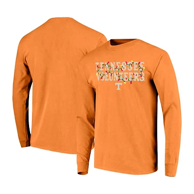 Unisex Image One  Tennessee Orange Volunteers String Lights Comfort Color Long Sleeve T-Shirt