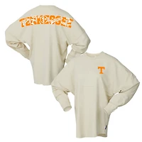 T-shirt unisexe à manches longues style preppy surdimensionné, couleur crème, Spirit Jersey, Tennessee Volunteers