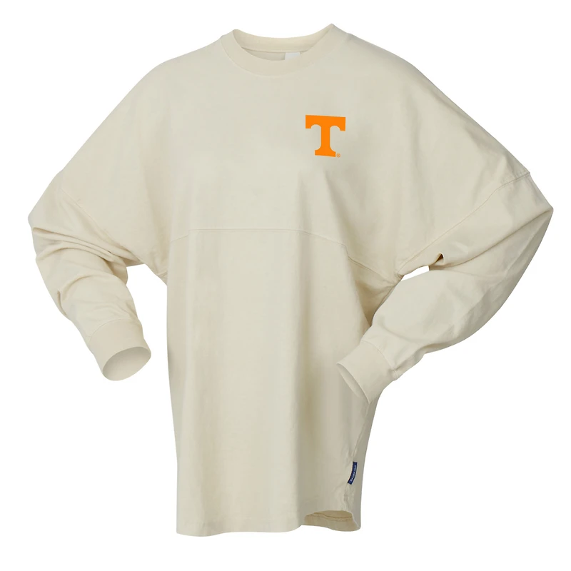 T-shirt unisexe à manches longues style preppy surdimensionné, couleur crème, Spirit Jersey, Tennessee Volunteers