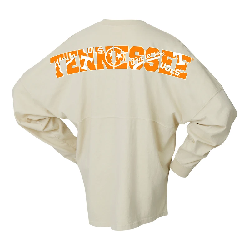 Unisex Spirit Jersey Cream Tennessee Volunteers Oversized Preppy Long Sleeve T-Shirt