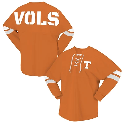 T-shirt unisexe à manches longues et col en V lacets, orange Tennessee Volunteers