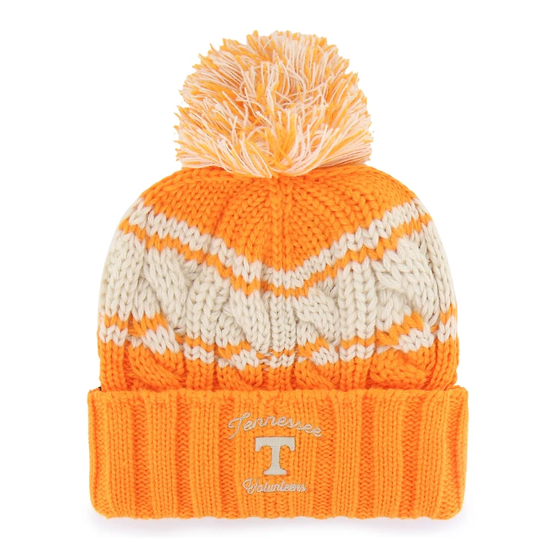 Bonnet Emma en tricot à revers et pompon pour femme, modèle orange du Tennessee 1947, Tennessee Volunteers